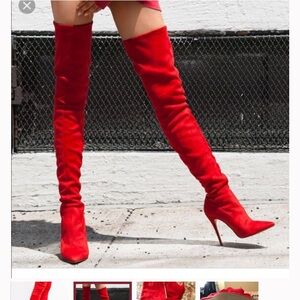 NEW Steve Madden red suede leather thigh over knee boots 6